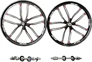 26 inch 10 Spokes Mag Wheel Set Rims Front & Rear 100x135mm for 7/8/9s Freewheel, 26" Magnesium Cycling Bike Wheels Rim (Black) Disc Brake for Beach Cruisers, MTB's Road Bicycle