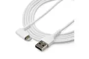2m StarTech Heavy Duty Certified USB A to Lightning Right Angled Cable White