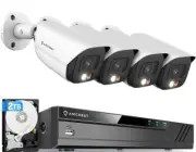 Amcrest 4K Security Camera System, 4K 8CH PoE NVR, (4) x 4K Night Color...