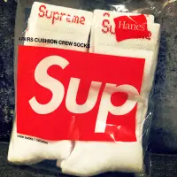 在飛比找蝦皮購物優惠-Supreme Hanes Crew Socks 白色紅字單