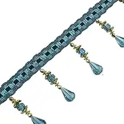 Tassel Fringe Trim, 12 Meters Hanging Beads Tassel Fringe Trim Curtain Lampshades Sofa Decoration Sewing Crafts Trimming Lace Home Decor(Blue)