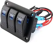 3 Gang Rocker Switch Panel - LED Switches with Overload Protection for RV, Car, Marine Boat (12-24V)