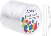 Anezus Stretchy String for Bracelets, Elastic String Jewelry Bead Cord with 2pcs Large Eye Beading Needles for Seed Beads, Pony Beads, Bracelets and Jewelry Making White