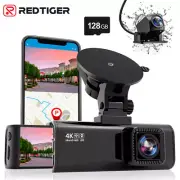 REDTIGER Dash Camera 4K Front and Rear Dash Cam with 128GB SD Card for Cars