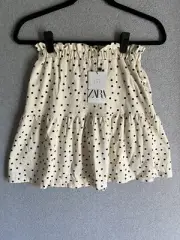 NWT Zara Girls 13-14 Polka Dot Cream Tiered Skirt