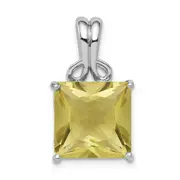 Sterling Silver Rhodium-plated Lemon Quartz Pendant