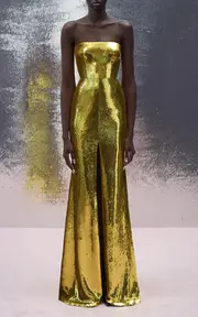 [Alex Perry] Sequined Strapless Split Gown