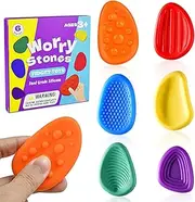 juyishwu Fidget Toys Sensory Stones, 6-Piece Set, Textured Soft Silicone, Unisex, All Ages