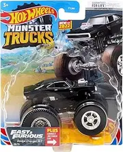 DieCast Hot Wheels Monster Trucks Fast & Furious Dodge Charger R/T (Black) 29/75 - 1:64 Scale Truck with Connect and Crash Car