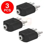 3 Pack 3.5mm Stereo Female Jack to 2 RCA Male Plug Audio Adapter 2-Way Splitter