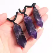 Natural Purple Dream Amethyst Crystal Quartz Pendant Stone Necklace Rope Chain