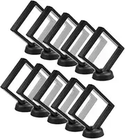 CrazyStorey Set of 10 Pcs Black Diamond Shape Display 3D Floating Frame Display Holder Stands ，Medallions, Jewelry，Challenge Coin，2.75 x 2.75 x 0.75 inches