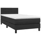 Box Spring Bed With Mattress&Led Black 100X200cm Faux Leather fabric,leather,ply