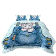 Kids Adorable Animal Drawings Pocket White Tiger Coverlet