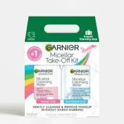 Garnier Micellar Water Travel Size Take-off Kit, All-In-1 Facial Cleanser & Make