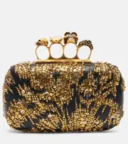 [McQueen] McQueen Knuckle Small embellished leather clutch One Size black