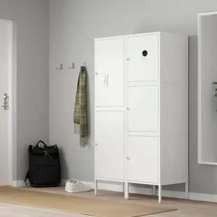 北歐IKEA宜家HÄLLAN附門組合櫃收納櫃抽屜櫃置物櫃邊櫃鐵櫃/白色三門/45x47x167/二手八成新/特$3780