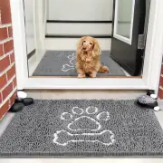 Indoor Door Mat Entryway Rug Traps Mud and Water, Chenille Doormat for Muddy Sho