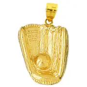 14K Gold Baseball Glove and Ball Pendant