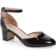 Steve Madden Prettyy Ankle Strap Block Heel Pump in Black Patent at Nordstrom, Size 5 M