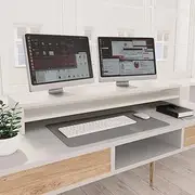 Monitor Stand White 100x24x13 cm Engineered Wood,TV & Monitor Mounts 7.66KG-800333