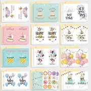 Bighan 24 Pcs Birthday Cards Assortment, Happy Birthday Card Anniversary Cards for Kids Men and Women Family with 24 Pcs Envelopes and 2 Stickers