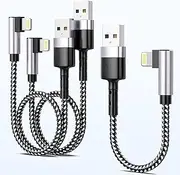 iPhone Charge Cable Short 0.5ft/1ft/1ft 3Pack, 90 Degree USB to Lightning Cord for Fast Charging [MFi Certified] Nylon Braided Charger Compatible with Apple iPhone 14 13 12 11 Pro/Max/Mini Xs SE2/iPad