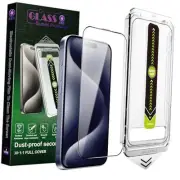 2 Pack Screen Protector Tempered Glass for iPhone 15 Pro 6.1-Inch Auto Dust