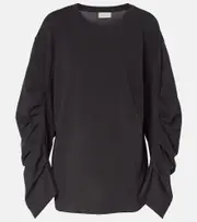[Dries Van Noten] Dries Van Noten Ruched cotton jersey sweatshirt AU 10 black