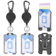 2 Set Retractable Badge Holders Heavy Duty Carabiner Badge Reel Retractable K...