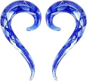 [Longbeauty] 2pcs Glass Ear Tapers Plugs Handmade Hanger Ear Gauges Spiral Snail Ear Stretchers Piercing Jewelry 8g-00g