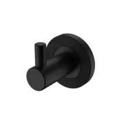 Fienza Axle Single Robe Hook Towel Holder Round Plate Matte Black 83104MB