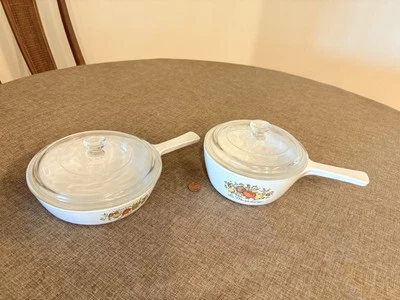 CorningWare Spice of Life 6.5" Skillet Fry Pan & 1.5 pint Sauce Pan Pot w/ lids