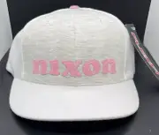 Nixon Heather Gray Pink White Logo Flexfit Fitted Hat One Size S/M Small Medium