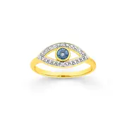 9ct Gold And Blue Rhodium Diamond Evil Eye Ring