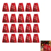 20Pcs Christmas Treat Bags with Drawstring Xmas Reusable Candy Gift Goodie Bags for Cookie Snack Bags