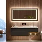 Large Frameless Vanity Mirror Double LED Bathroom Mirror Dimmable Makeup Mirror