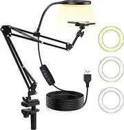 Tripod Mobile Phone with Ring Light, 10 Inch LED Ring Light with Tripod Mobile Phone, Overhead Camera Stand, Dimmable LED Table Ring Light for YouTube, Selfie, Makeup, TIK Tok, Compatible with