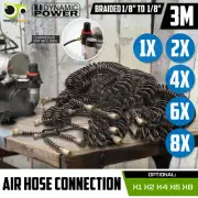 1X 2X 4X 6X 8X 3M Air Hose Flexible Retractable Rubber Air Brush Compressor 1/8