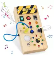 Montessori Busy Board Wooden Sensory Toys for Toddler with LED Light Up Switch