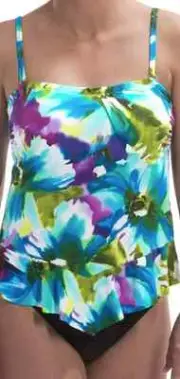 NEW MIRACLESUIT TANKINI SWIMMING SUIT WOMENS 12 BANDEAU LOOK 10 LBS LIGHTER