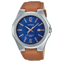 在飛比找博客來優惠-【CASIO】超簡約蛇紋錶面皮質腕錶-藍面(MTP-E158