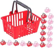 Vaguelly 20pcs Mini Shopping Baskets for Mini House Decor Small Baskets Handles Realistic Shopping Basket Models