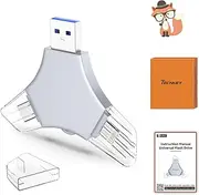 USB 3.0 Flash Drive 64gb for iPhone, 3in1 External Memory Picture Keeper Storage Stick for Photo/Video/Data Saver/Backup, V10.59High Speed Thumb Drives for iPhone/iPad/Android/PC - Smoky