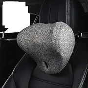 Comfortable Car Headrest Neck Pillow Skin-Friendly Breathable Fabric Travel Pillow fit for Se-at Back Support Waist Pillow for Car Accessori (Color : Grey-Waist) (Color : Flaxneck)