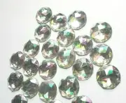 CraftbuddyUS 30pcs 20mm AB Clear FlatBack Silver Faceted Rhinestone Crystal Gems