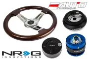 NRG 330mm BR Wood CH S Steering Wheel 1.5" DP 130H Hub 2.0 Blue Release Lock LB (for: Honda Civic)