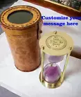 Customize Sand Timer Hourglass Brass Sand Clock With Leather Case Valentine Gift