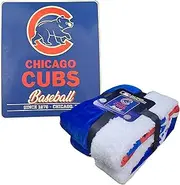 NORTHWEST MLB Oversized Extra Large and Thick Silk Touch Plush Sherpa Heritage Throw Blanket, 60" x 70" (Chicago Cubs)