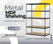 90cm Metal Steel Garage Storage Warehouse Shelves Shelving Rack 5x200kg G090K -A